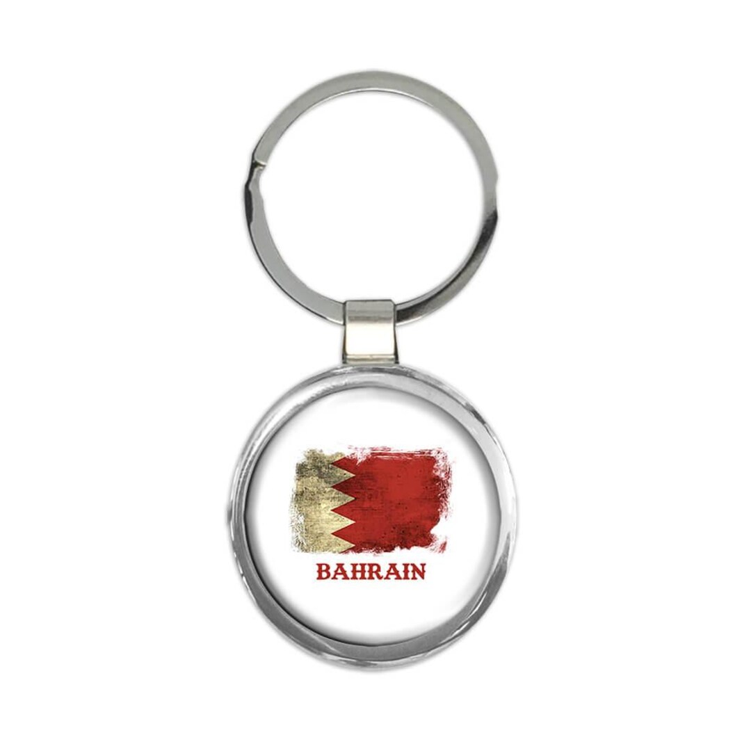 Keychain Bahrain Bahrain Bahraini Flag Gift Rectangular Keychain Distressed Asia Asian ...