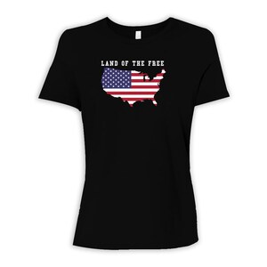 USA Flagge Karte Land der freien Frauen Relaxed Fit T-Shirt Geschenk 4. Juli Unabhängigkeit