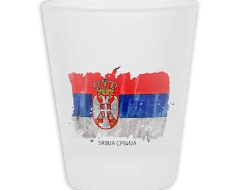 Serbia Flag Frosted Shot Glass Gift Country Name Original