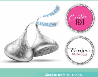 Personalized Kiss Chocolate Stickers, Custom Party Favor Labels