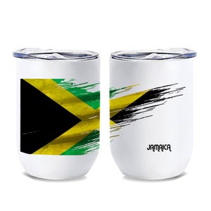 Jamaica Flag Wine Tumbler Gift Modern Country Expat