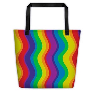 Wellen Regenbogen Strandtasche Geschenk abstrakt bunt Linien alle Anlass Geburtstag