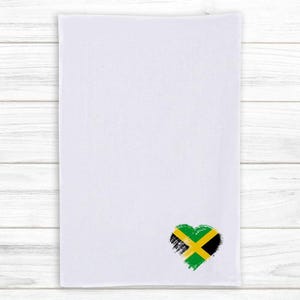 Jamaican Heart Tea Towel Cotton Gift Jamaica Country Expat Flag Patriotic Flags National
