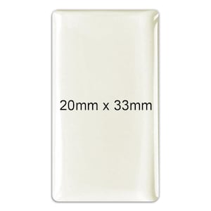 May include: A white rectangular sticker with the dimensions 20mm x 33mm.