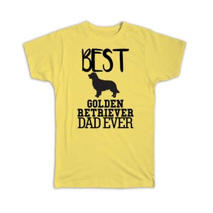 Best Golden Retriever Dad Ever T-Shirt Gift Dog Silhouette Funny Pet Cartoon Owner
