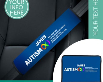 Personalized Autism Awareness Seat Belt Cover - Medical Alert