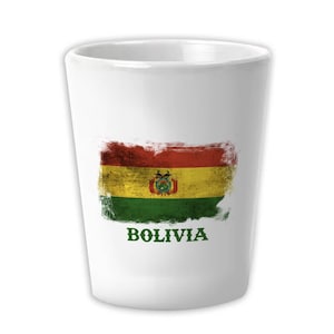Verre à liqueur en céramique bolivien cadeau drapeau bolivien vintage ancien pays d&#39;expatrié