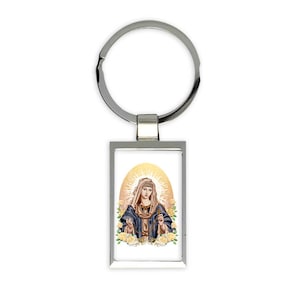 Unsere Dame des Rosenkranzes Geschenk Rechteckiger Schlüsselbund Jungfrau Maria Katholischer Heiliger Jesus Heiliger christlicher Glaube