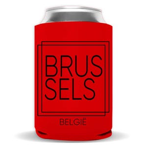BRUSSELS Belgium Regular Can Insulator Gift Square Modern Minimalist Font