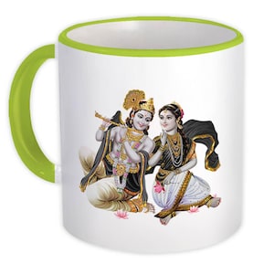 Radha Krishna Indian Art Mug Gift Hindu Religion God Devotional Poster For Home Decor