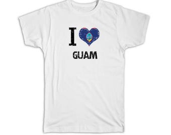 I Love Guam T-shirt Gift Heart Flag Country Crest Guamanian Expat