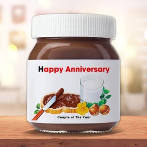 Personalized Label For Anniversary Nutella Jars Sticker Vinyl Celebration Party Custom Fun Gift Celebration Personal Jar Name