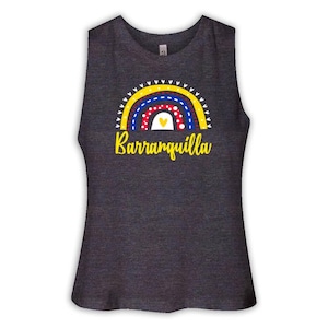 Barranquilla Colombia Women Racerback Crop Tank Gift Rainbow