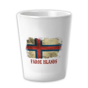 Faeröer Keramisch Borrelglas Cadeau Verontruste Vlag Vintage Faeröer Expatland