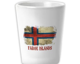 Faroe Islands Ceramic Shot Glass Gift Distressed Flag Vintage Faroese Expat Country