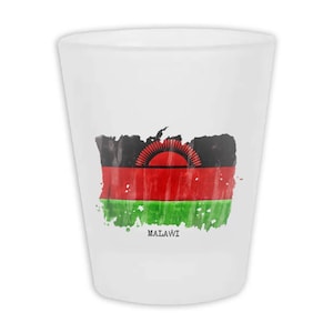 Malawi Flag Frosted Shot Glass Gift Country Name Original