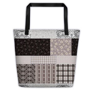 Patchwork Arabesque Strandtasche Geschenk alle Gelegenheit Geburtstag Weihnachten Xmas Brauntöne