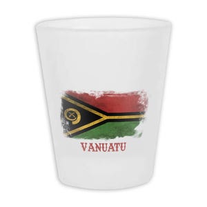 Vanuatu New Caledonia Frosted Shot Glass Gift Distressed Flag Vintage Expat Country