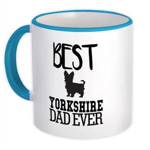 Beste Yorkshire vader ooit mok cadeau hond silhouet grappige huisdier cartoon eigenaar