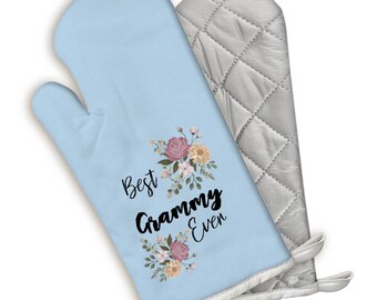 Best GRAMMY Ever Oven Mitt Gift Flowers Floral Boho Vintage Pastel