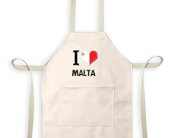 I Love Malta  Apron Gift Heart Flag Country Crest Maltese Expat