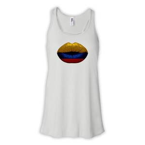Lips Colombian Flag Women Flowy Racerback Tank Gift Colombia Expat Country
