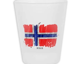 Norway Flag Frosted Shot Glass Gift Country Name Original