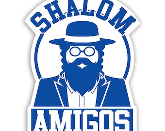 Szalom Amigos Przyjaciele Naklejka Prezent Jerozolima Izrael Żyd Żyd Rabin Judaizm Zabawny