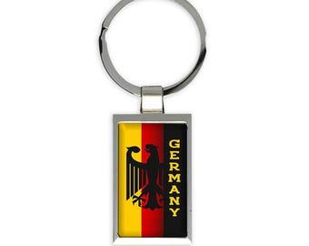 Germany Eagle Gift Rectangular Keychain Crest Flag Country German Expat Deutschland