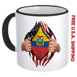 Ecuador Mug Gift Flag USA American Chest Ecuadorian Expat Country