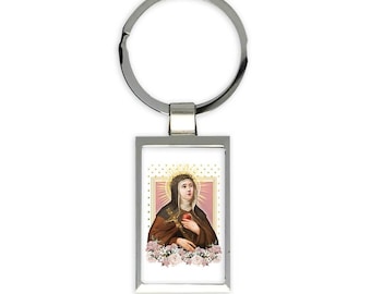 Saint Angela of Foligno Gift Rectangular Keychain Catholic Saints Religious Saint Holy God