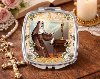 Sainte Rita de Cascia miroir compact cadeau vierge religieuse catholique