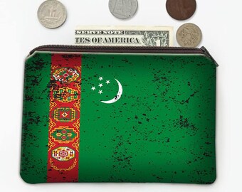 Turkmenistan Coin Purse Gift Turkmen Flag Retro Artistic Expat Country