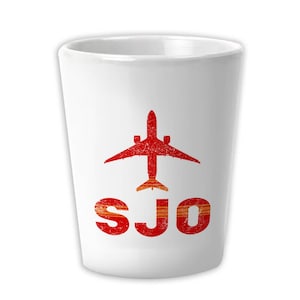 Costa Rica Juan Santamaria Airport San Jose SJO Ceramic Shot Glass Gift Travel Airline Pilot