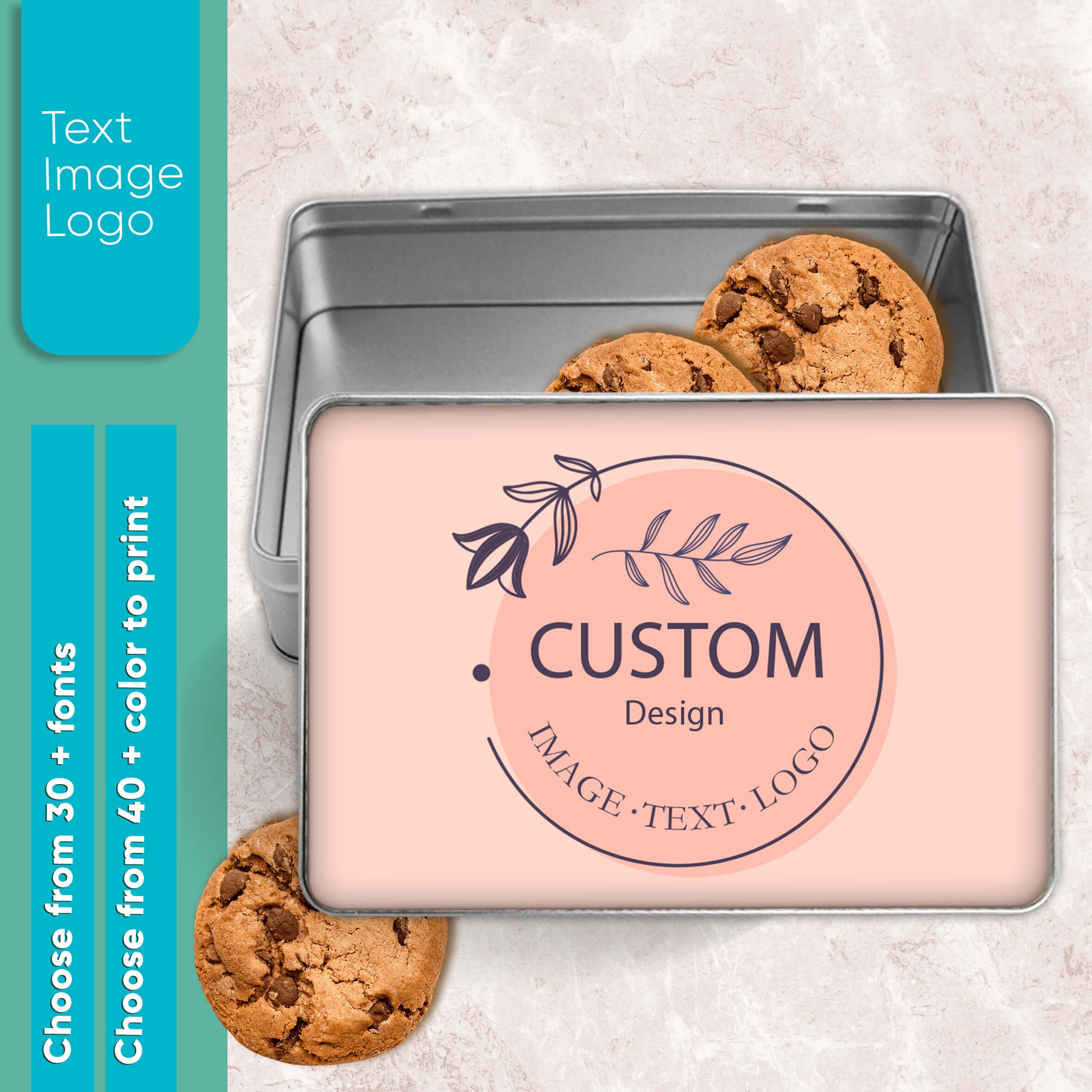 Personalized Rectangle Tin Box Shape Custom Cookie Candy Box, Customized Jewelry Love Tin Gift Box Wedding Favor Mothers Day Birthdays Party