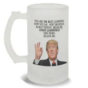 Gift for GRANDPA Frosted Beer Mug Gift Donald Trump The Best GRANPA Funny Fathers Day