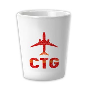 Colombia Rafael Nunez Airport Cartagena CTG Ceramic Shot Glass Gift Travel Airline Pilot