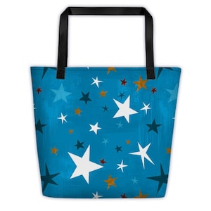 Sterne Blaue Strandtasche Geschenk Stripes Alle Anlass Geburtstag Weihnachten XmasWeiss und Blau