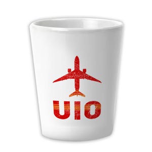 Ecuador Mariscal Sucre Airport Quito UIO Ceramic Shot Glass Gift Travel Airline Pilot