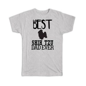 Camiseta con el mejor regalo para papá Shih Tzu. Silueta de perro. Divertida caricatura de mascota.