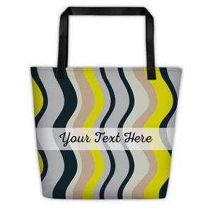 Gelb Schwarz Gelb Schwarz Strandtasche Geschenk Abstrakt Linien Alle Anlass Geburtstag