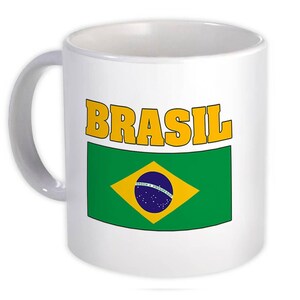 Brazil Mug Gift Flag Chest Brazilian Country Expat Patriotic Flags Travel Souvenir