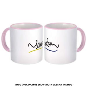 Ecuador Flag Colors Mug Gift Ecuadorean Travel Expat Country Minimalist Lettering