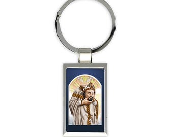 Saint Denis Of Paris Gift Rectangular Keychain Christian Martyr Catholic Church Faith Decapitation