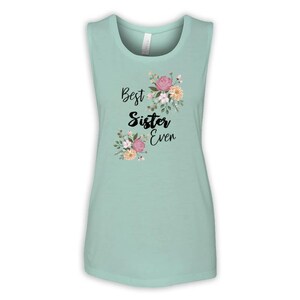 Beste SCHWISTER aller Zeiten Frauen Flowy Scup Muskel Tank Geschenk Blumen Floral Boho Vintage Pastell