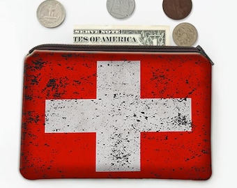 Switzerland Coin Purse Gift Flag Retro Artistic Swiss Expat Country