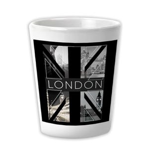 Copo de cerâmica preto e branco de Londres, presente fotográfico, viagem, lembrança para a Inglaterra