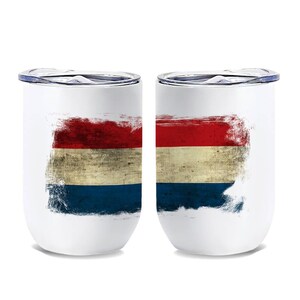Netherlands Wine Tumbler Gift Distressed Flag Vintage Dutch Expat Country