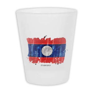 Laos Flag Frosted Shot Glass Gift Country Name Original