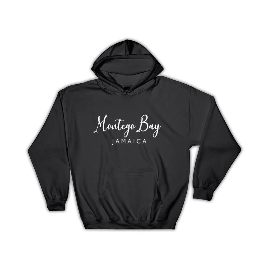 Montego Bay Hoodie Gift Cursive Typography Jamaica Tropical Beach ...